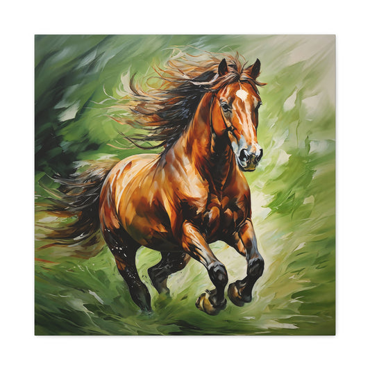 Horse Mid-Gallop Matte Canvas Wall Art