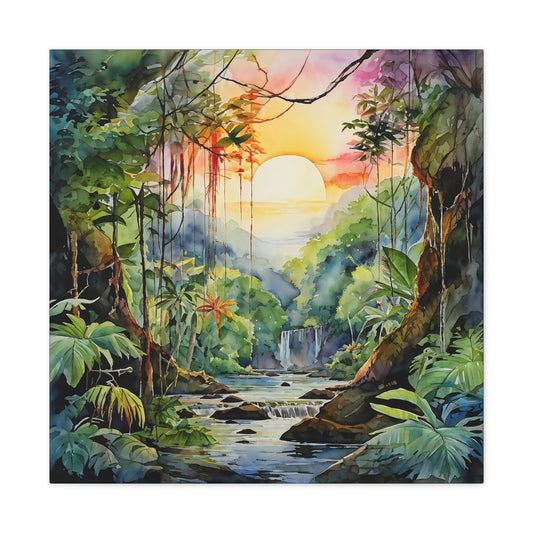 Jungle Sunset Matte Canvas Wall Art