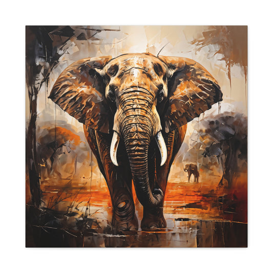 Elephant Wildlife Matte Canvas Wall Art