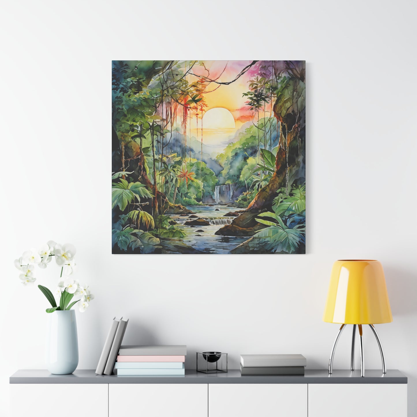 Jungle Sunset Matte Canvas Wall Art