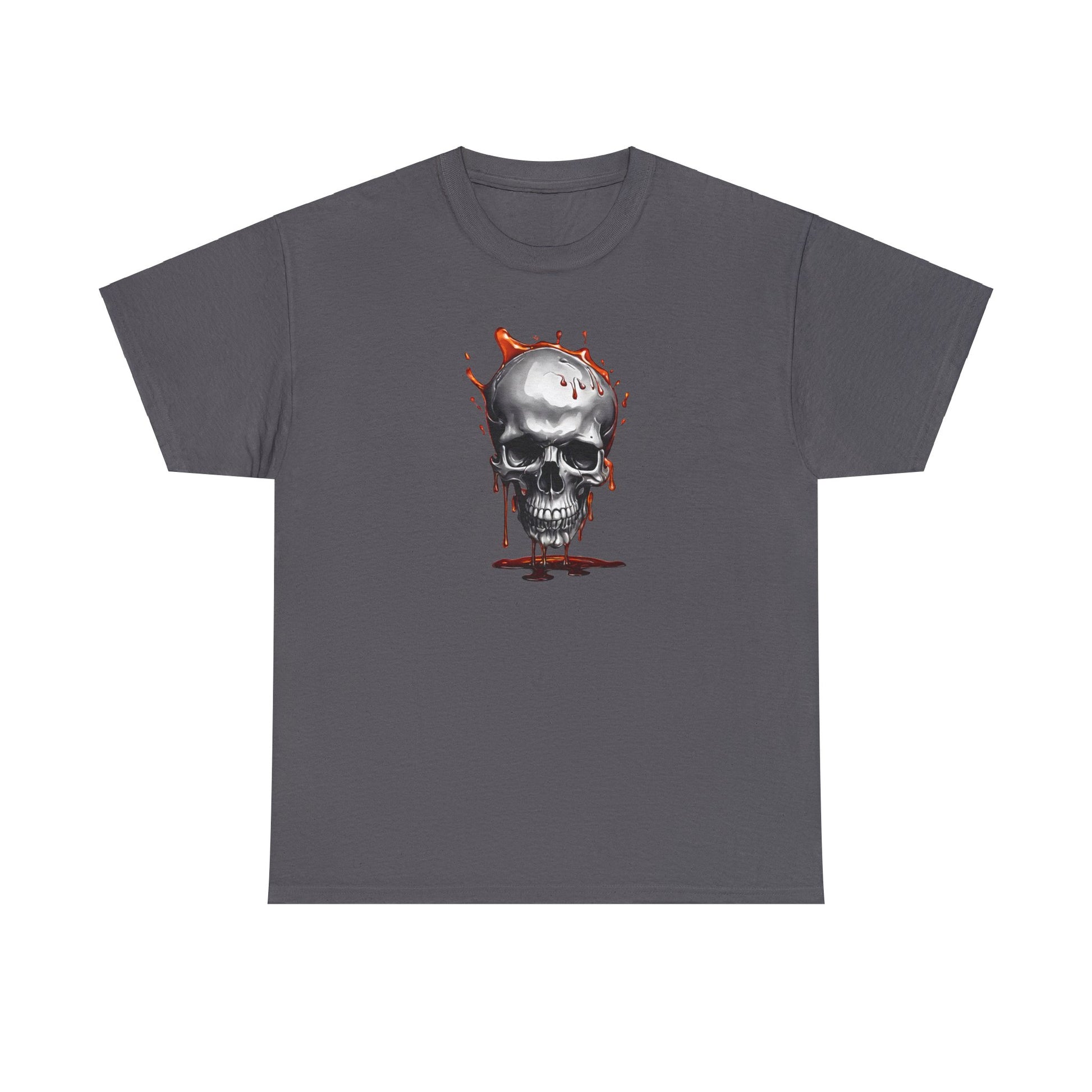 Blood Drip Skull Charcoal Unisex Heavy Cotton T-Shirt - Articalist.com