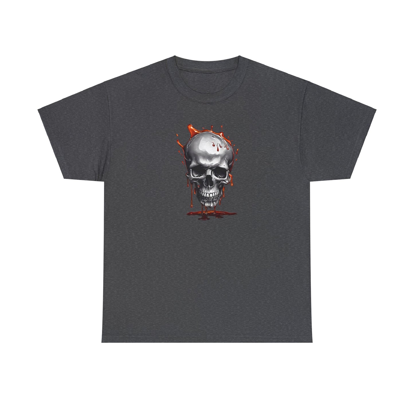 Blood Drip Skull Dark Heather Unisex Heavy Cotton T-Shirt - Articalist.com