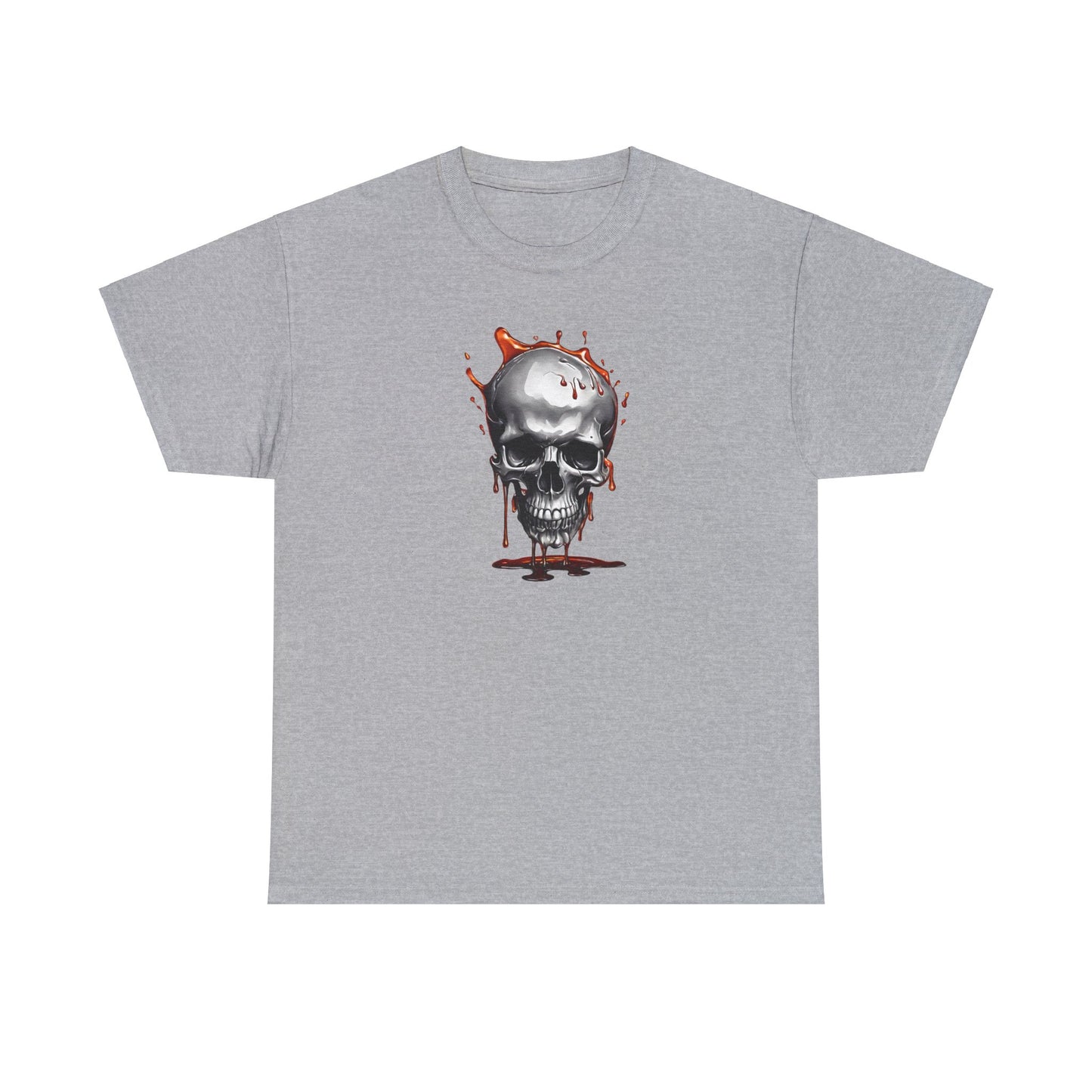 Blood Drip Skull Sport Gray Unisex Heavy Cotton T-Shirt - Articalist.com