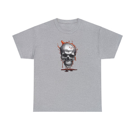 Blood Drip Skull Sport Gray Unisex Heavy Cotton T-Shirt - Articalist.com