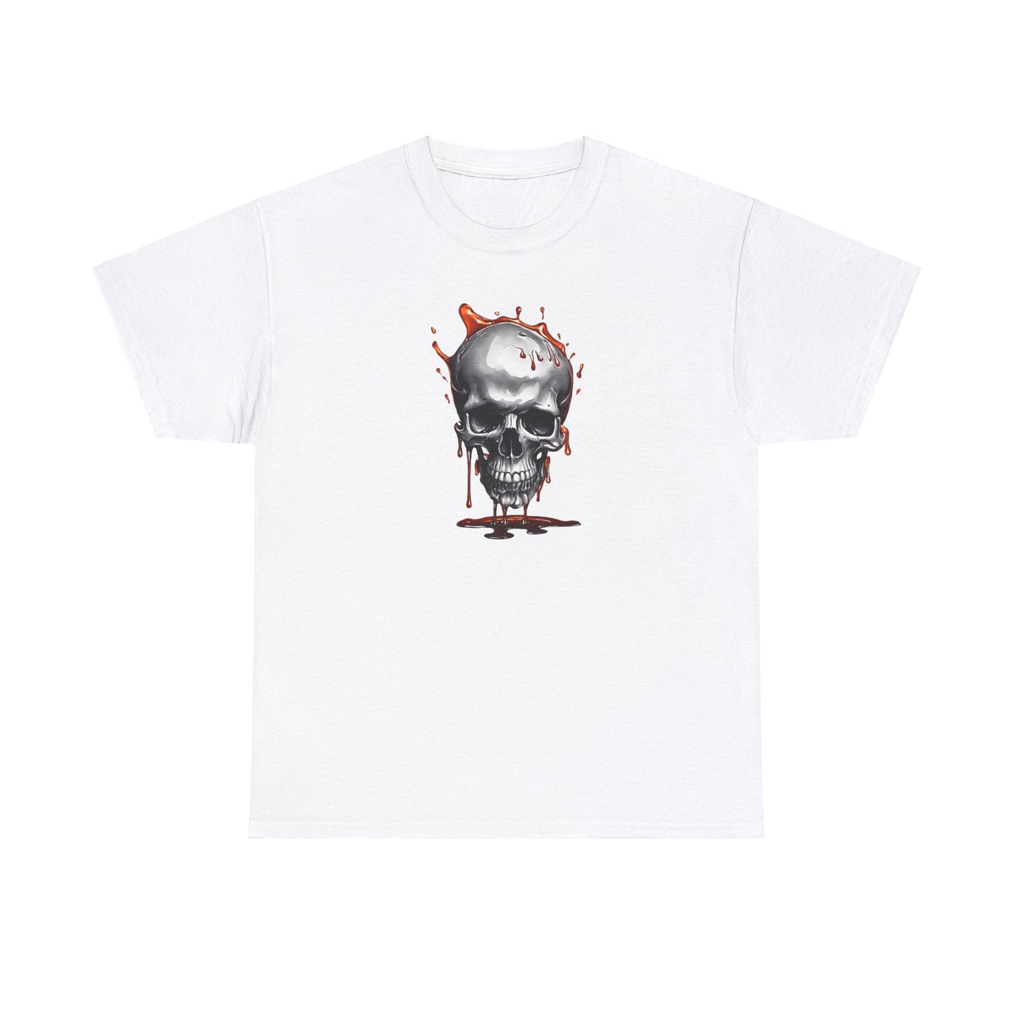 Blood Drip Skull White Unisex Heavy Cotton T-Shirt - Articalist.com