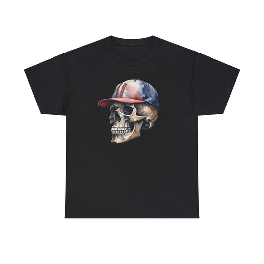 Cap Skull Black Unisex Heavy Cotton T-Shirt - Articalist.com