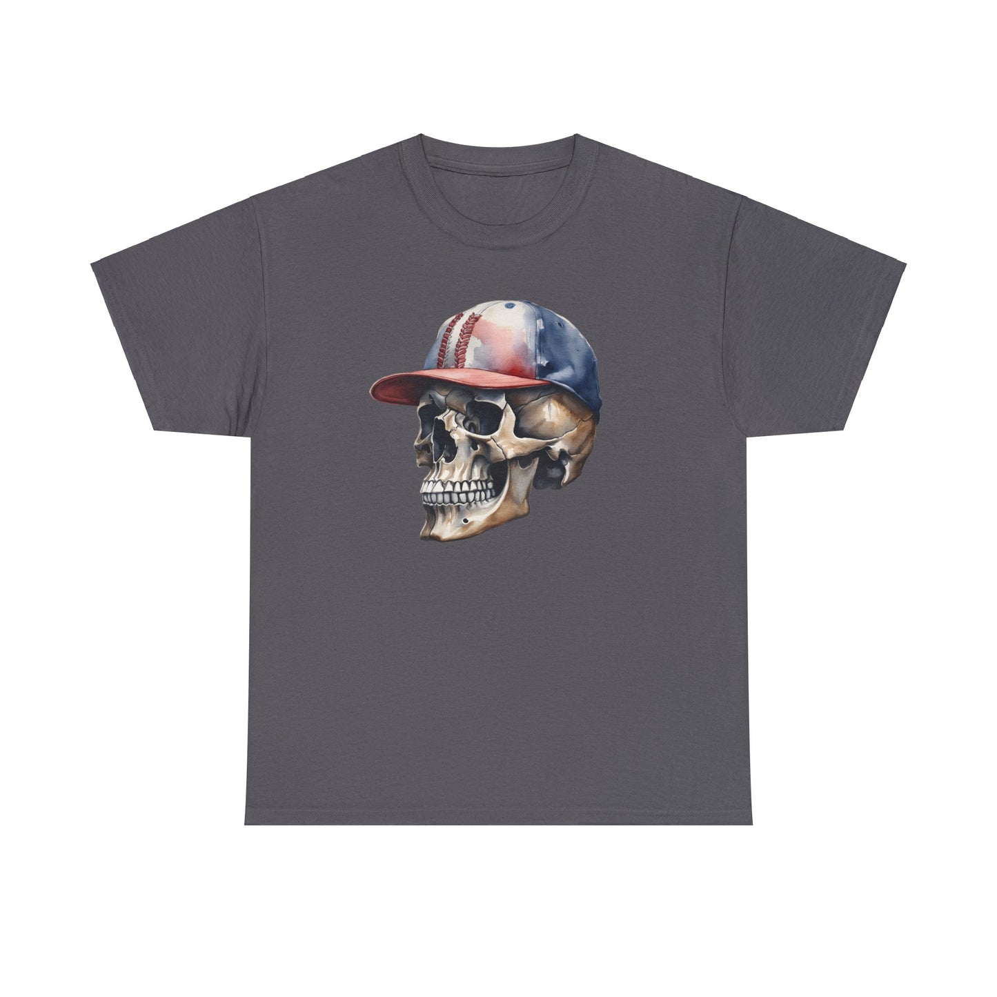 Cap Skull Charcoal Unisex Heavy Cotton T-Shirt - Articalist.com