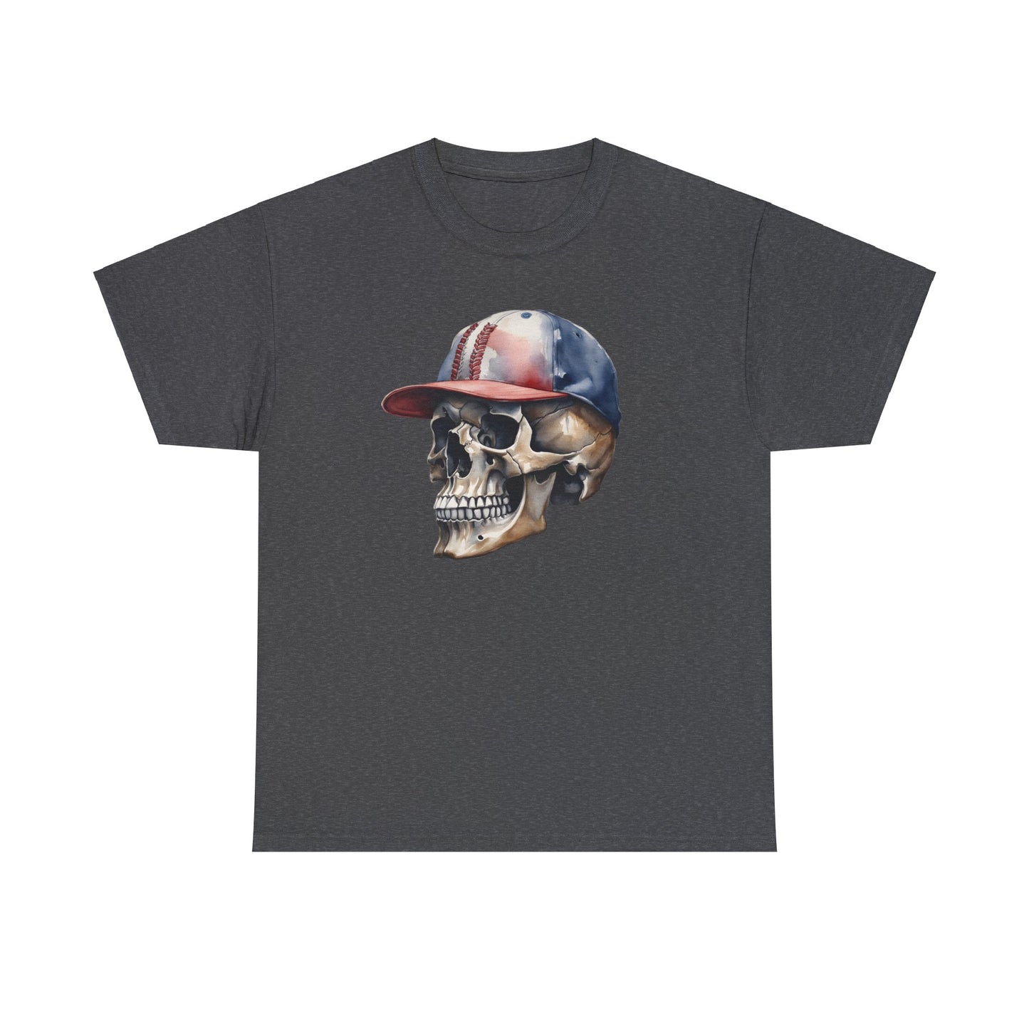 Cap Skull Dark Heather Unisex Heavy Cotton T-Shirt - Articalist.com