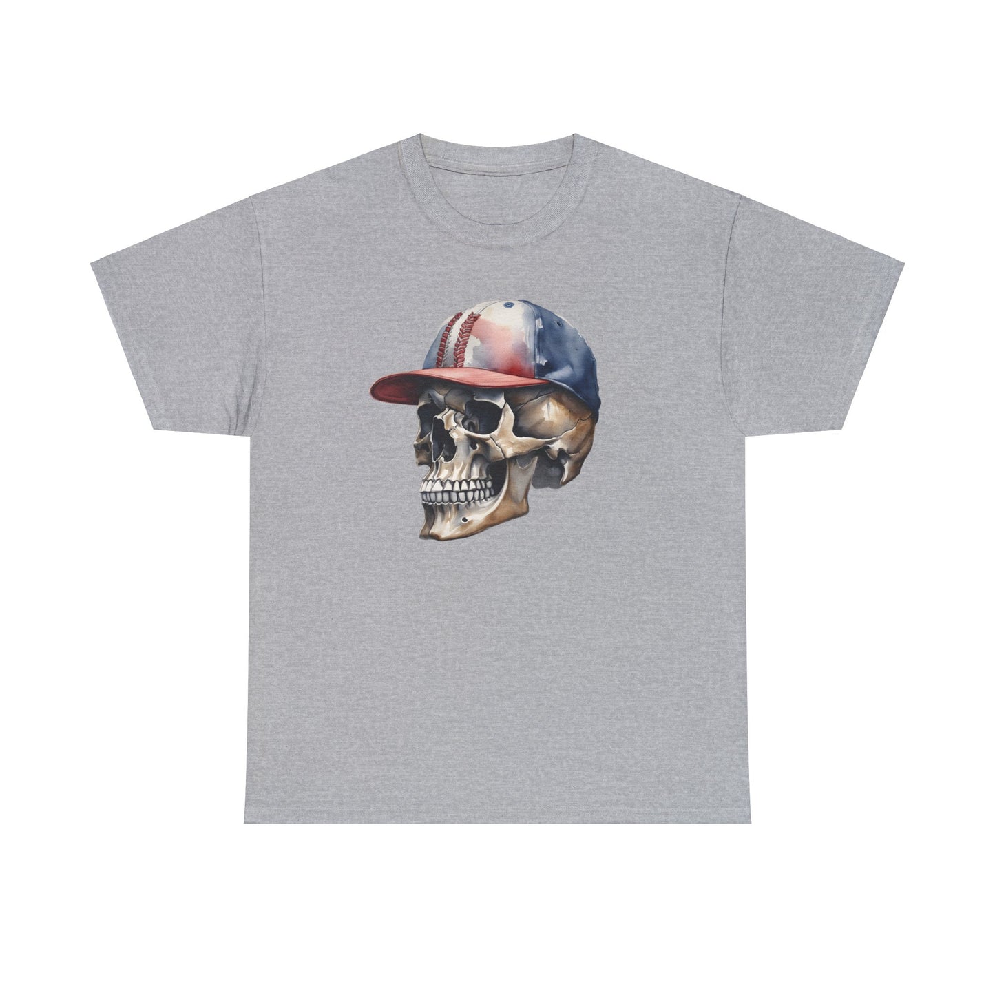 Cap Skull Sport Gray Unisex Heavy Cotton T-Shirt - Articalist.com