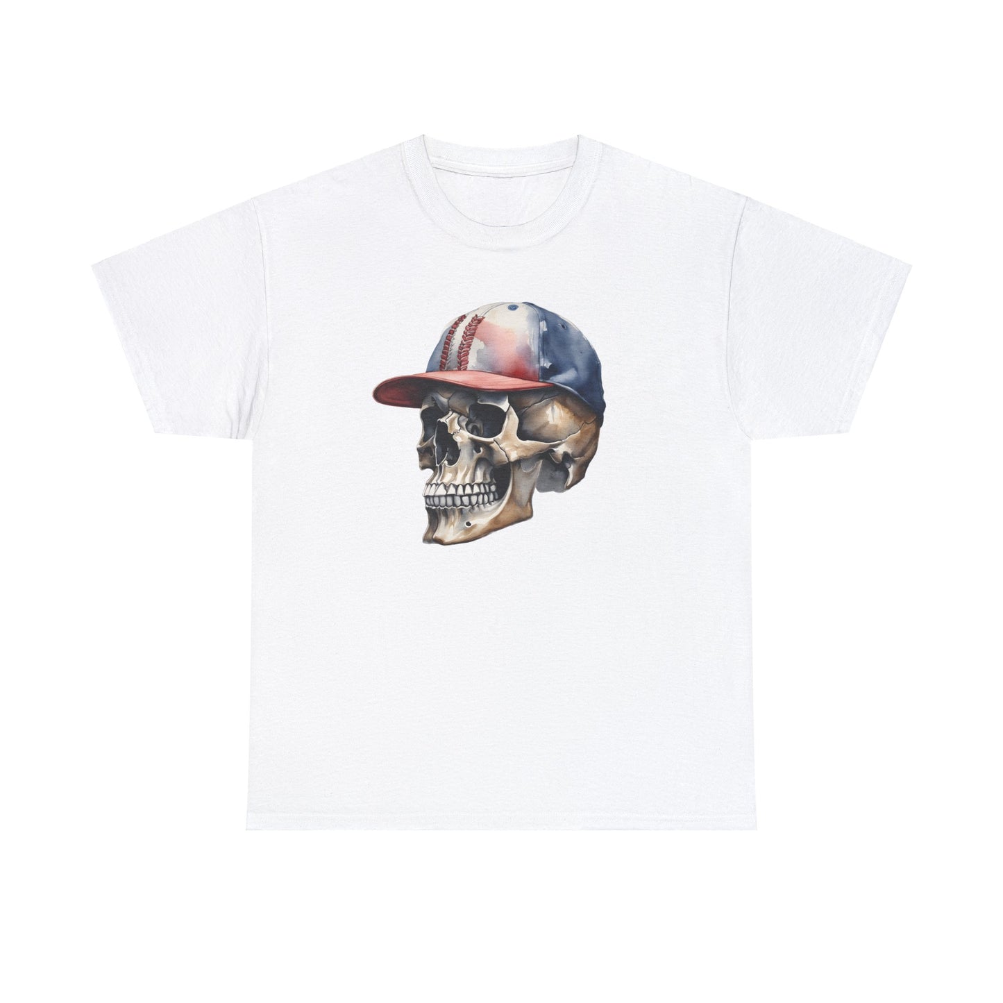 Cap Skull White Unisex Heavy Cotton T-Shirt - Articalist.com
