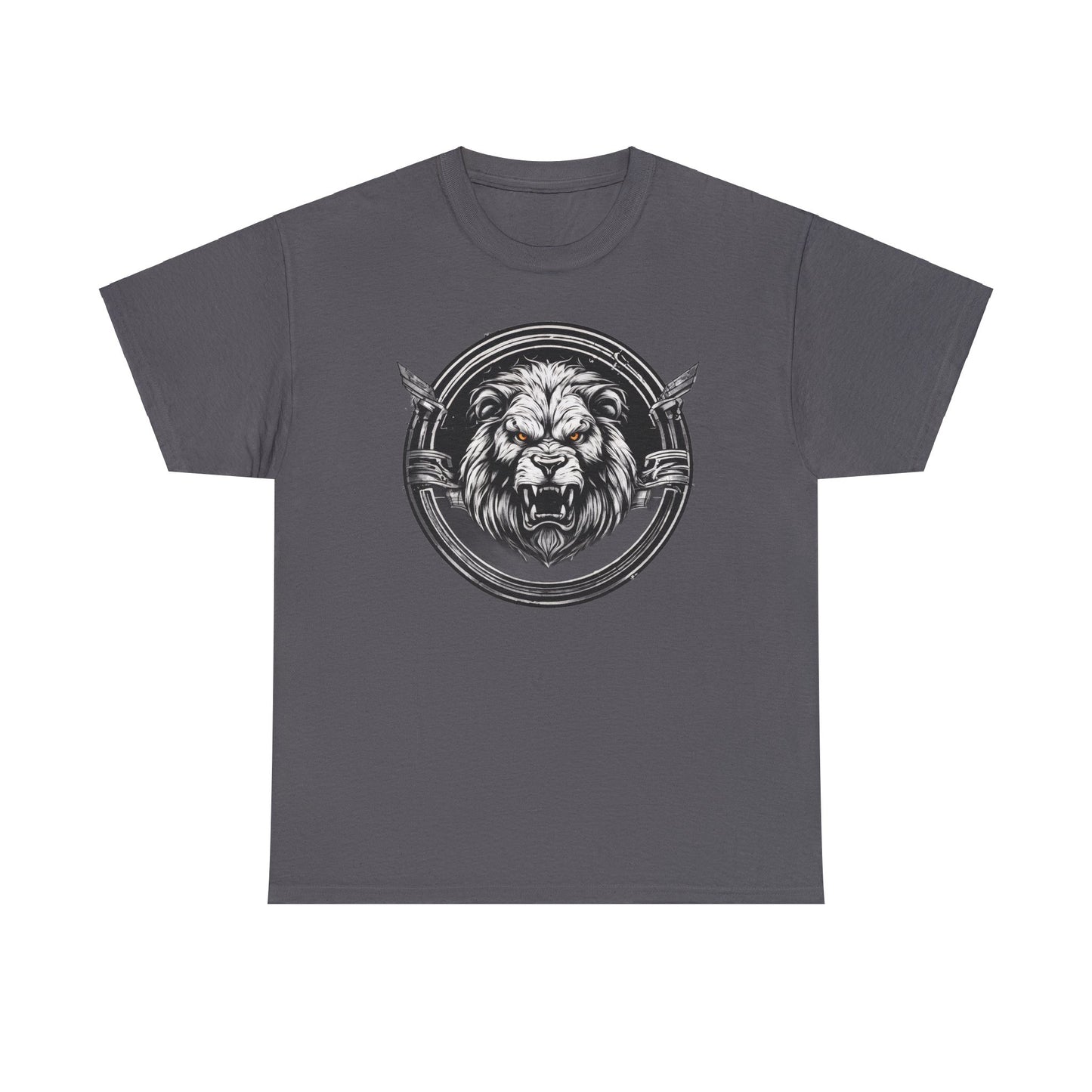 Circle Lion Charcoal Unisex Heavy Cotton T-Shirt - Articalist.com