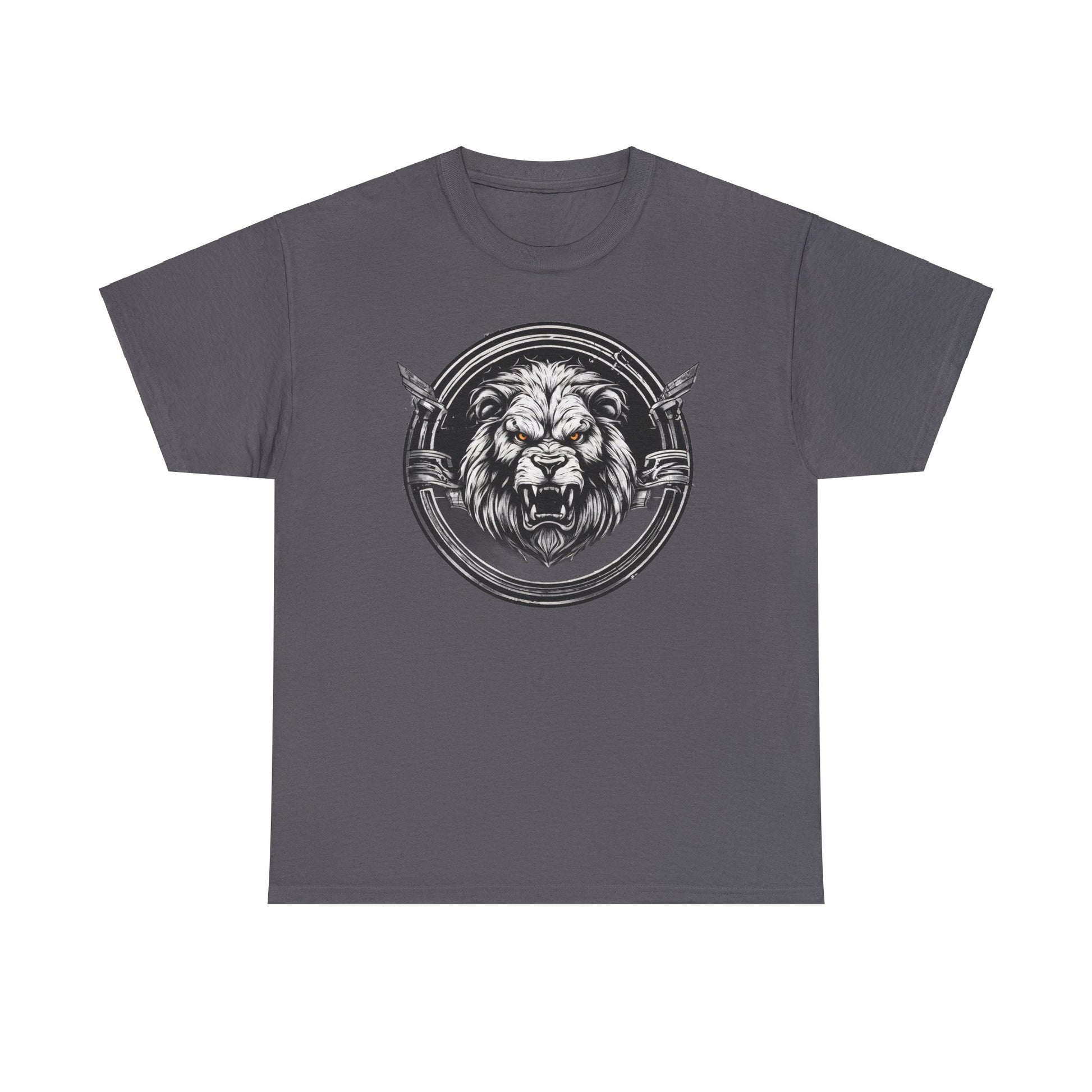Circle Lion Charcoal Unisex Heavy Cotton T-Shirt - Articalist.com