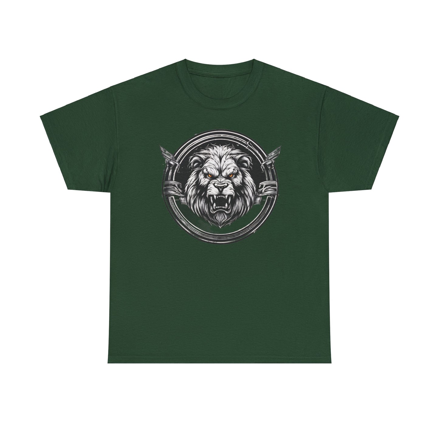 Circle Lion Forest Green Unisex Heavy Cotton T-Shirt - Articalist.com