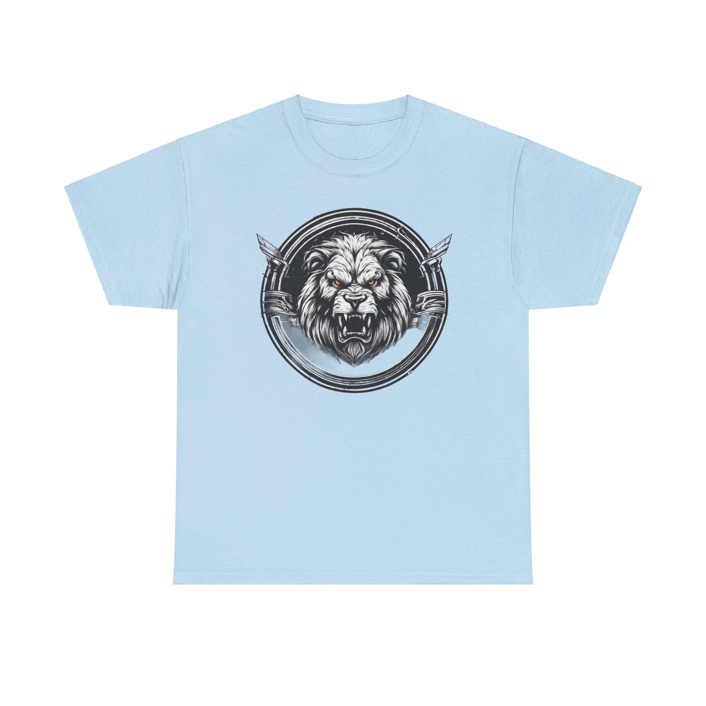 Circle Lion Light Blue Unisex Heavy Cotton T-Shirt - Articalist.com
