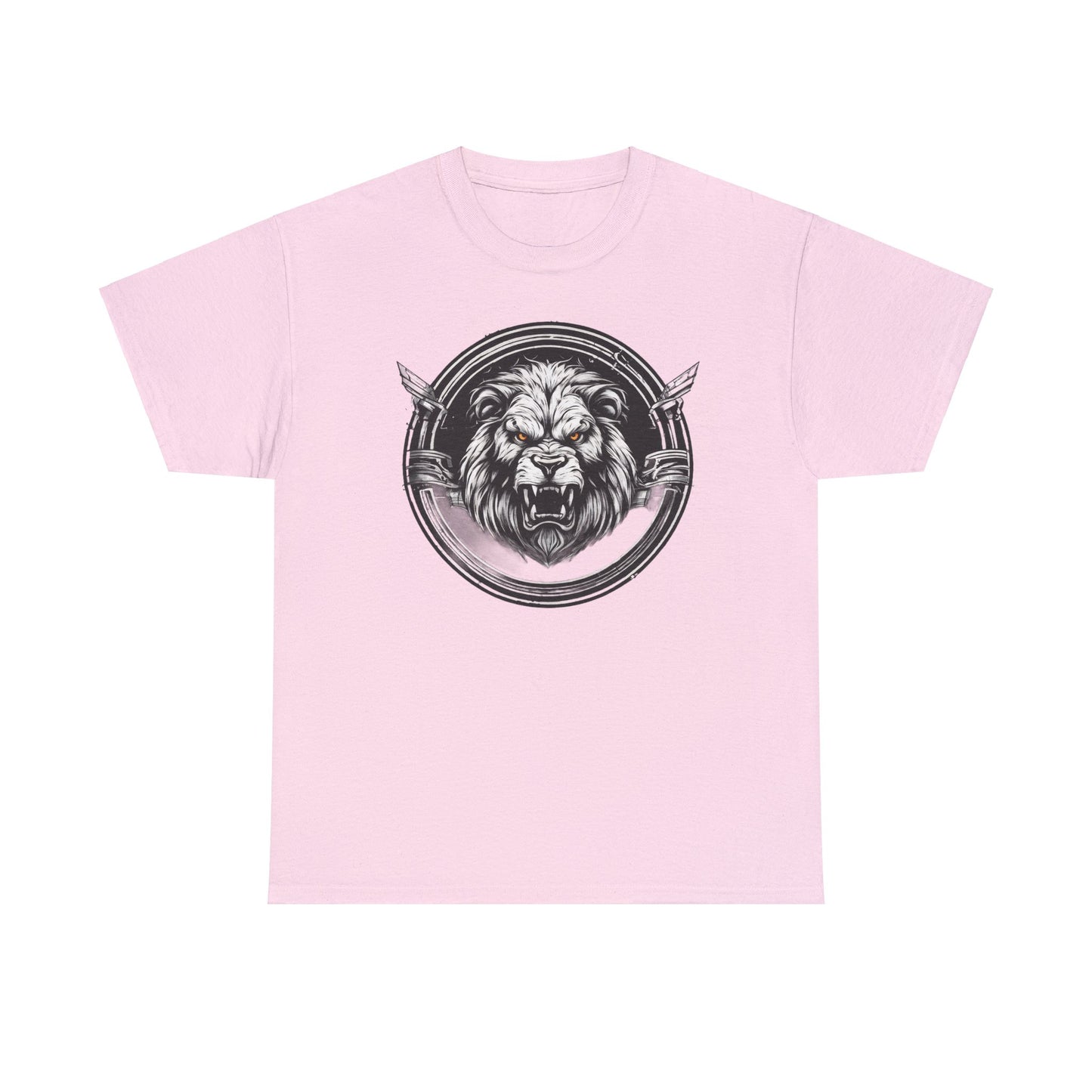 Circle Lion Light Pink Unisex Heavy Cotton T-Shirt - Articalist.com
