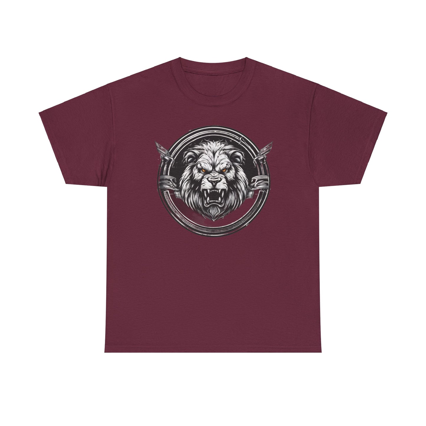 Circle Lion Maroon Unisex Heavy Cotton T-Shirt - Articalist.com