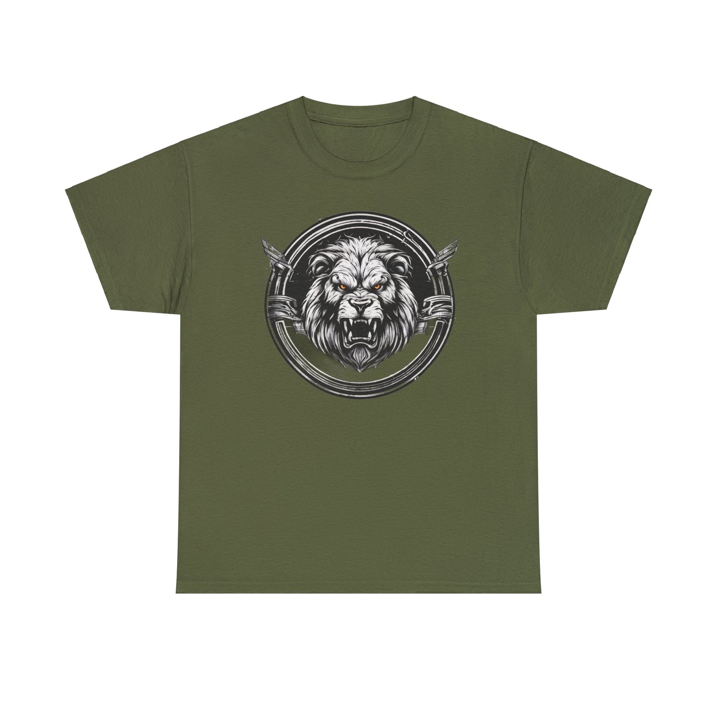 Circle Lion Military Green Unisex Heavy Cotton T-Shirt - Articalist.com