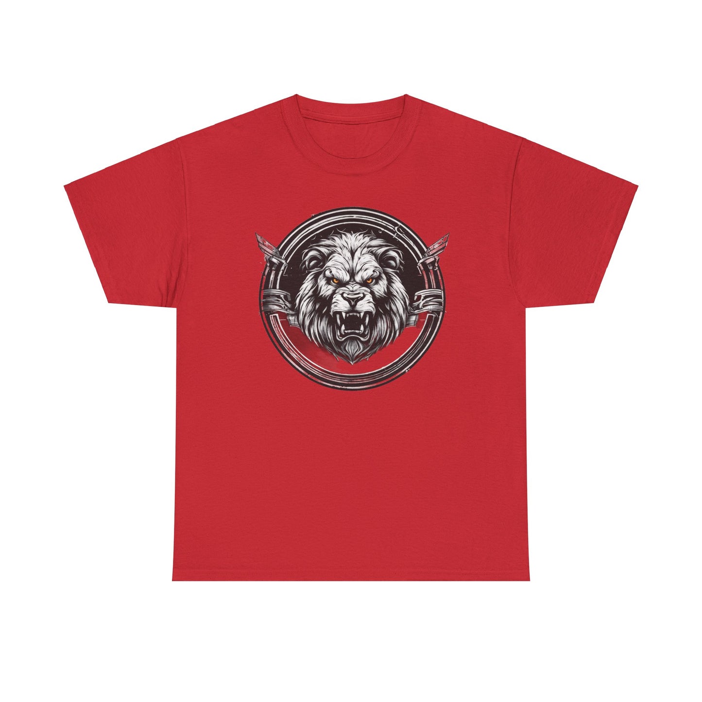 Circle Lion Red Unisex Heavy Cotton T-Shirt - Articalist.com
