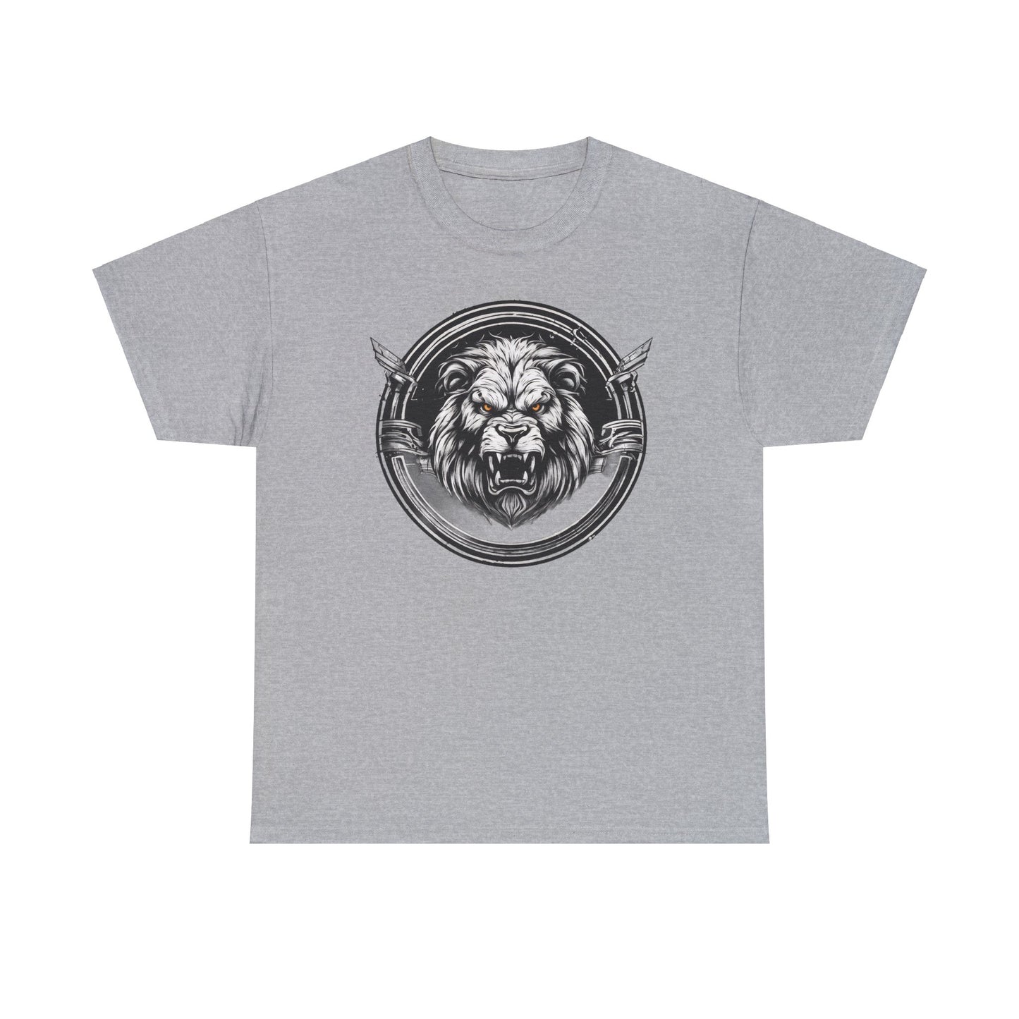 Circle Lion Sport Gray Unisex Heavy Cotton T-Shirt - Articalist.com