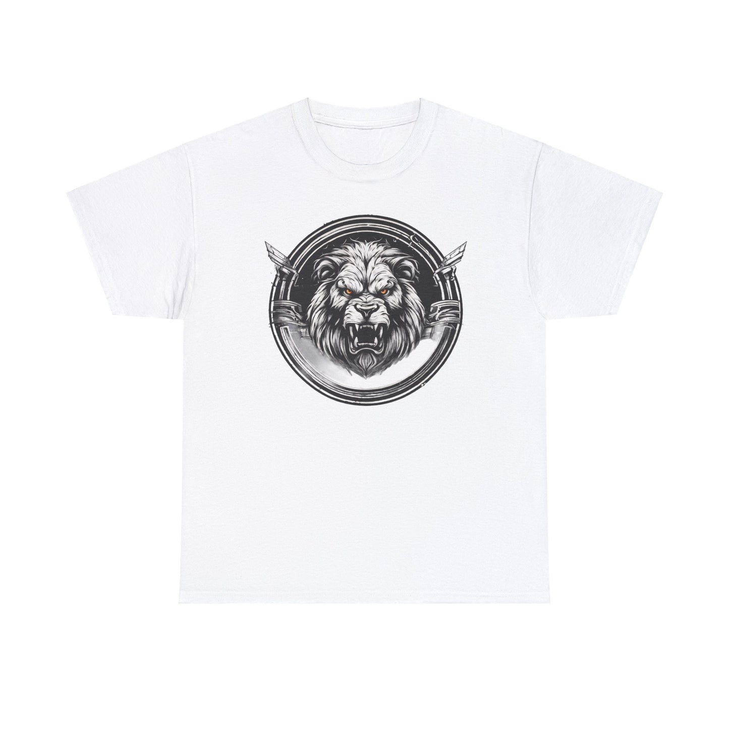 Circle Lion White Unisex Heavy Cotton T-Shirt - Articalist.com