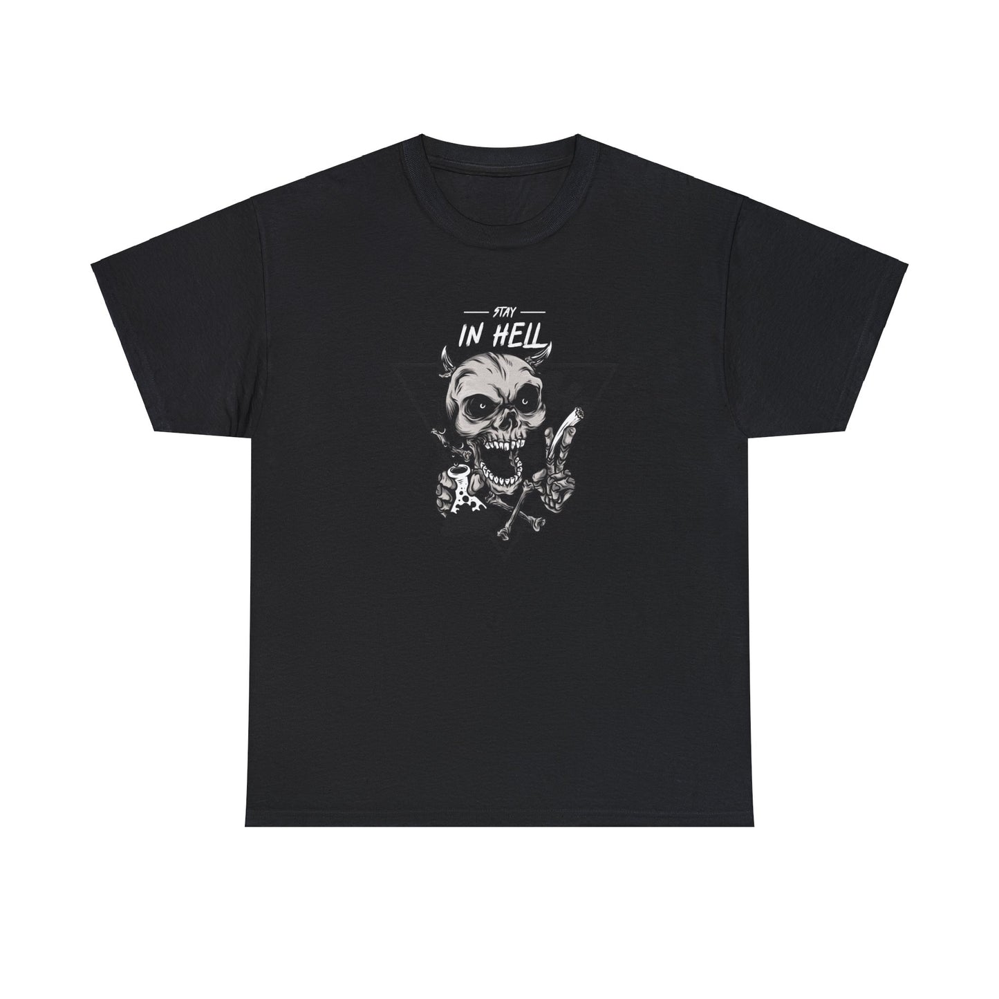 Stay In Hell Skull Black Unisex Heavy Cotton T-Shirt - Articalist.com