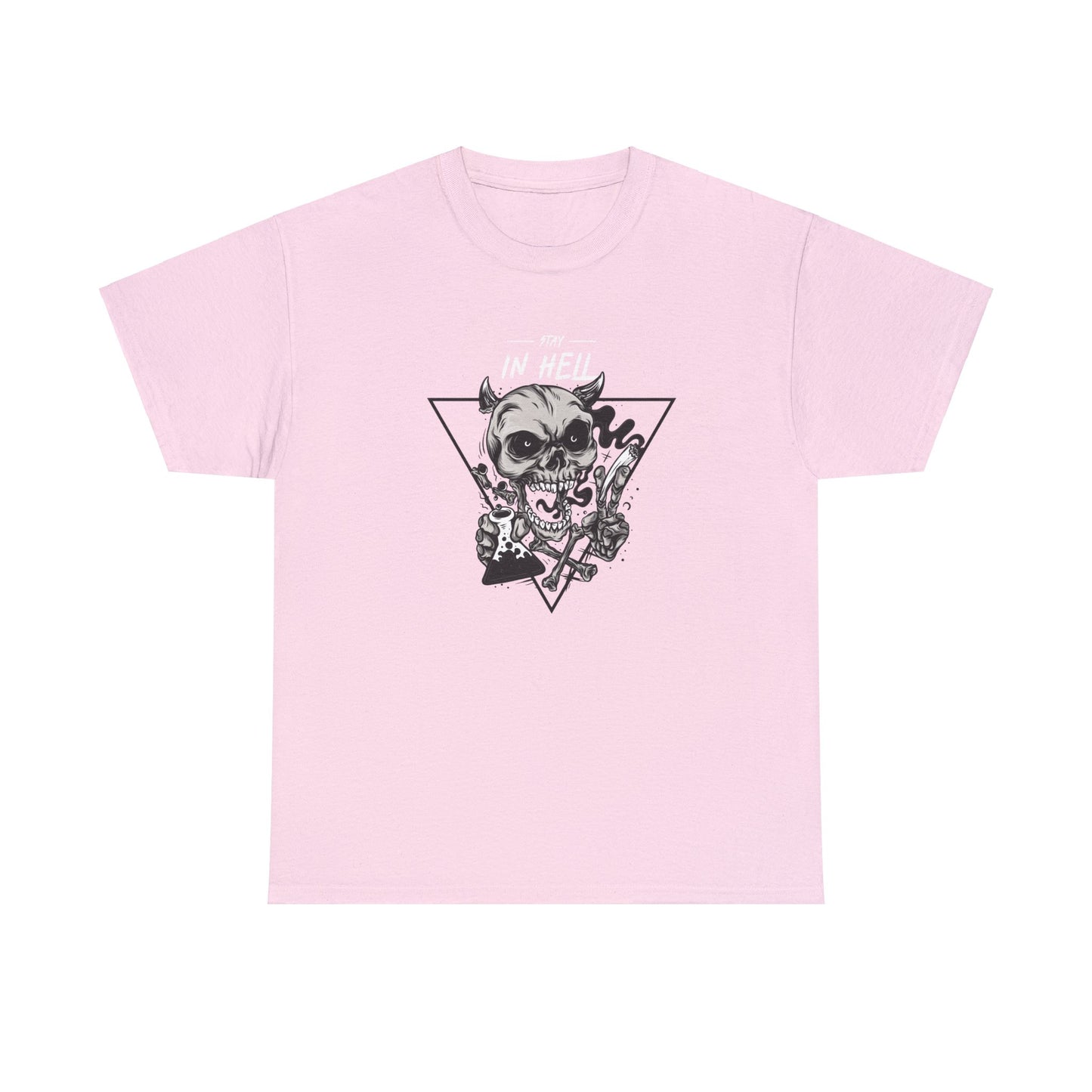 Stay In Hell Skull Light Pink Unisex Heavy Cotton T-Shirt - Articalist.com