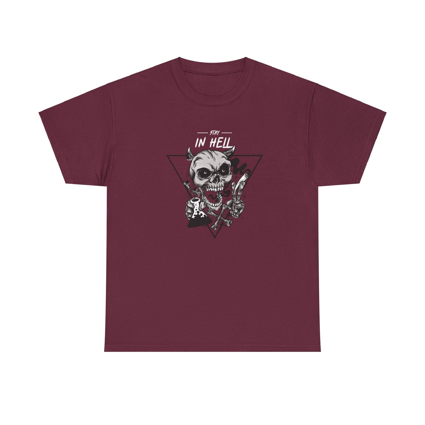 Stay In Hell Skull Maroon Unisex Heavy Cotton T-Shirt - Articalist.com