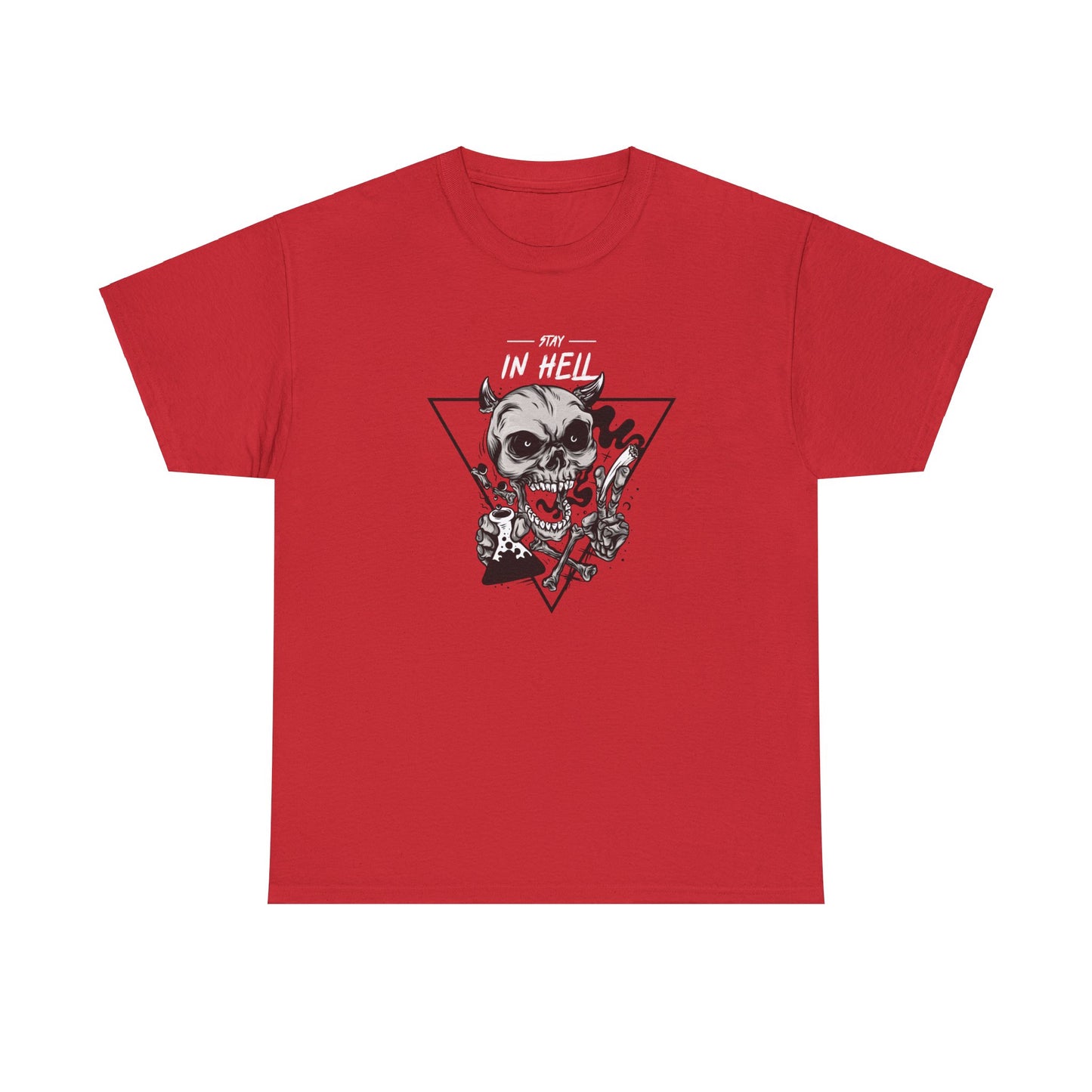 Stay In Hell Skull Red Unisex Heavy Cotton T-Shirt - Articalist.com