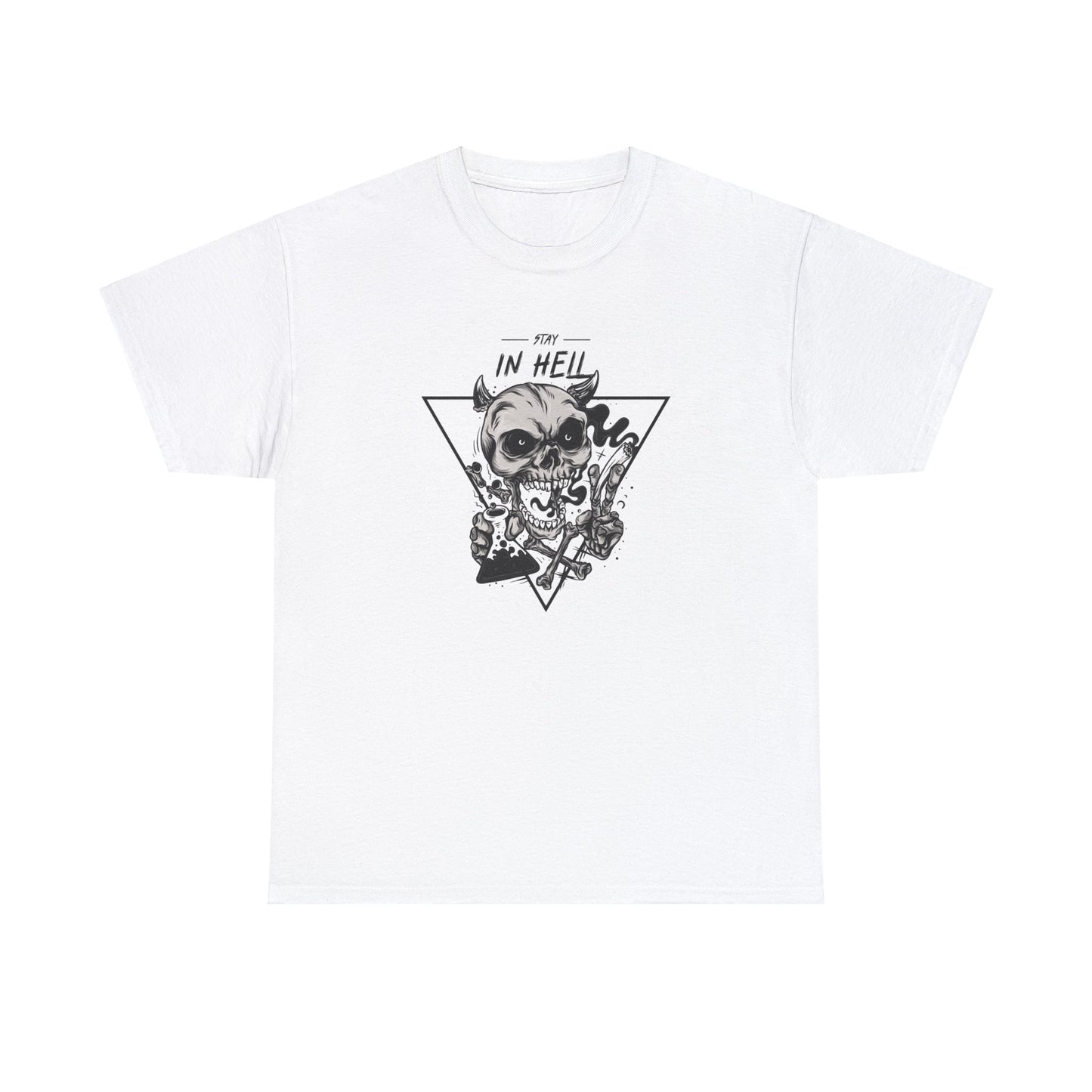 Stay In Hell Skull White Unisex Heavy Cotton T-Shirt - Articalist.com