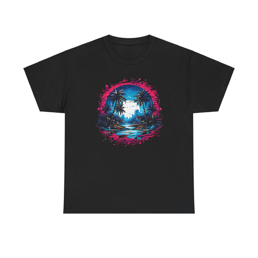 Jungle River Graphic Black Unisex Heavy Cotton T-Shirt - Articalist.com