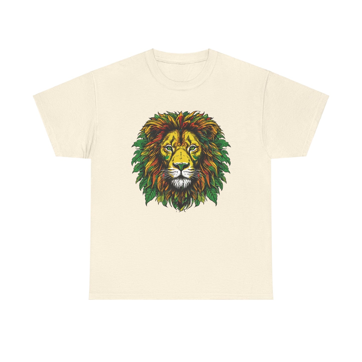Leaf Mane Lion Graphic Natural Unisex Heavy Cotton T-Shirt - Articalist.com