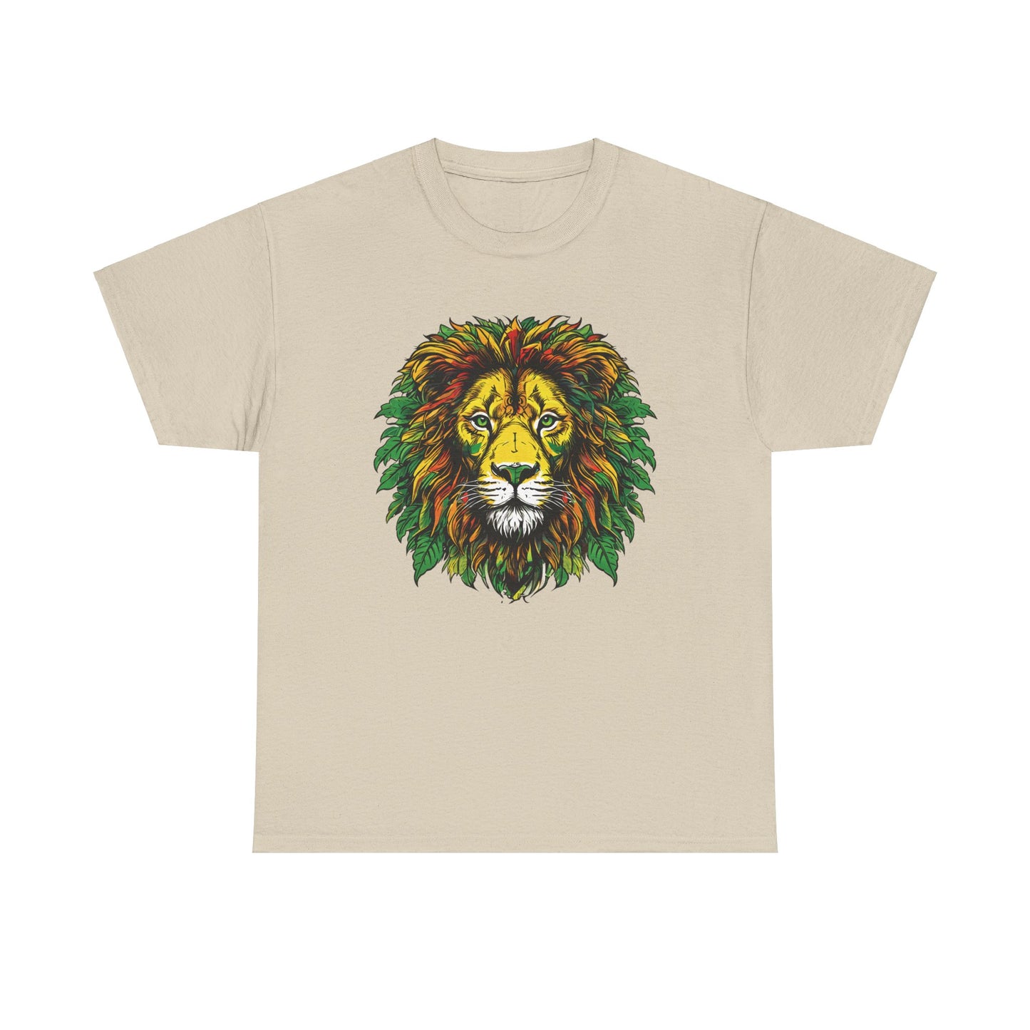 Leaf Mane Lion Graphic Sand Unisex Heavy Cotton T-Shirt - Articalist.com