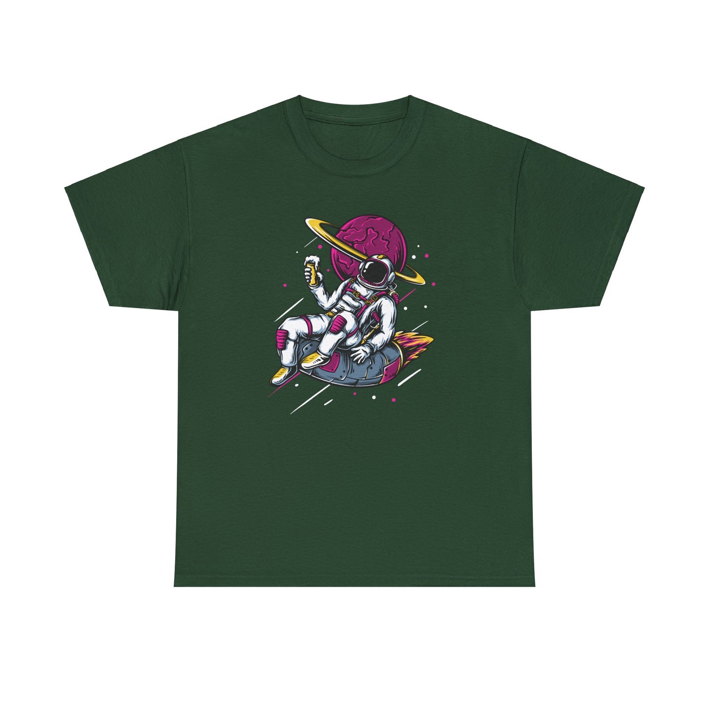 Out-of-This-World Astronaut Forest Green Unisex Heavy Cotton T-Shirt - Articalist.com