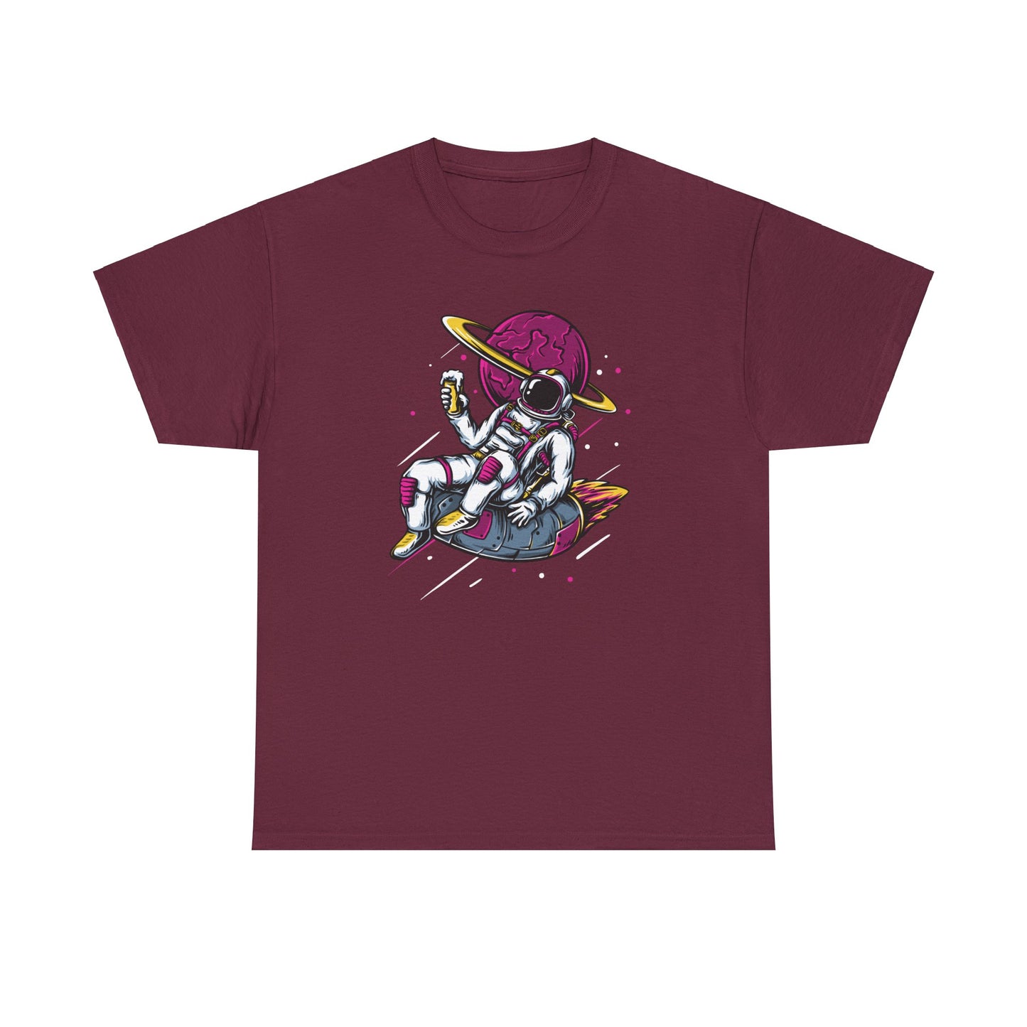 Out-of-This-World Astronaut Maroon Unisex Heavy Cotton T-Shirt - Articalist.com