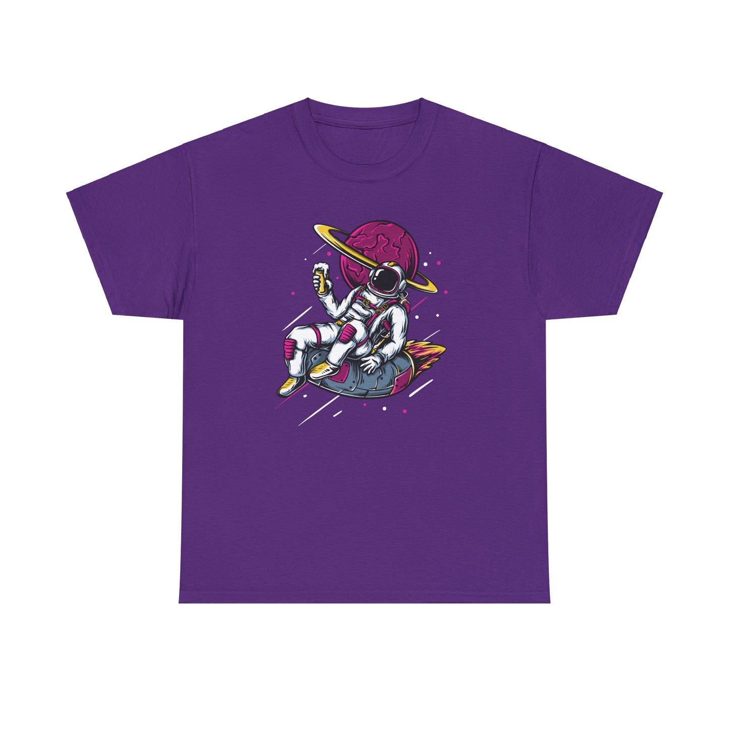 Out-of-This-World Astronaut Purple Unisex Heavy Cotton T-Shirt - Articalist.com