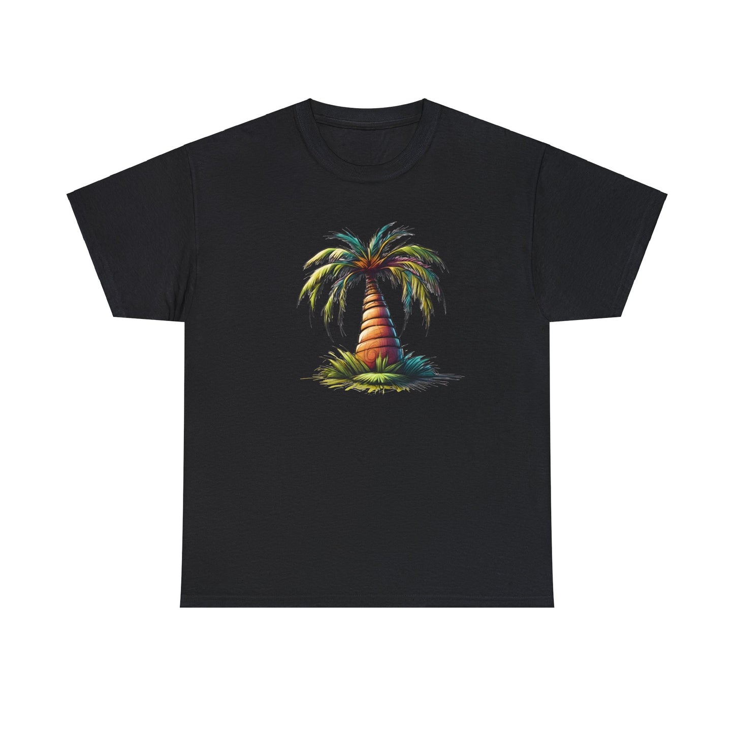 Palm Paradise Black Unisex Heavy Cotton T-Shirt - Articalist.com