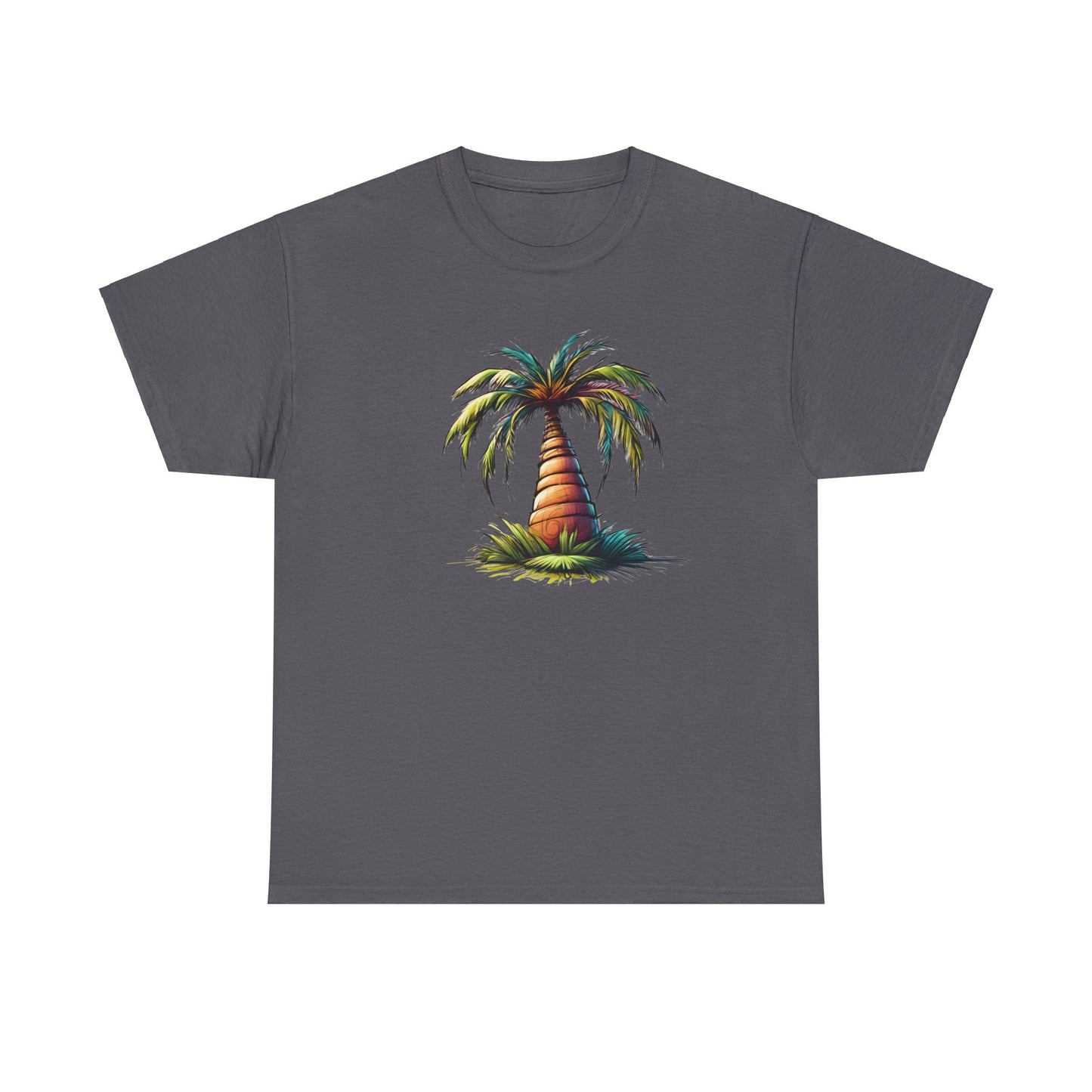 Palm Paradise Charcoal Unisex Heavy Cotton T-Shirt - Articalist.com