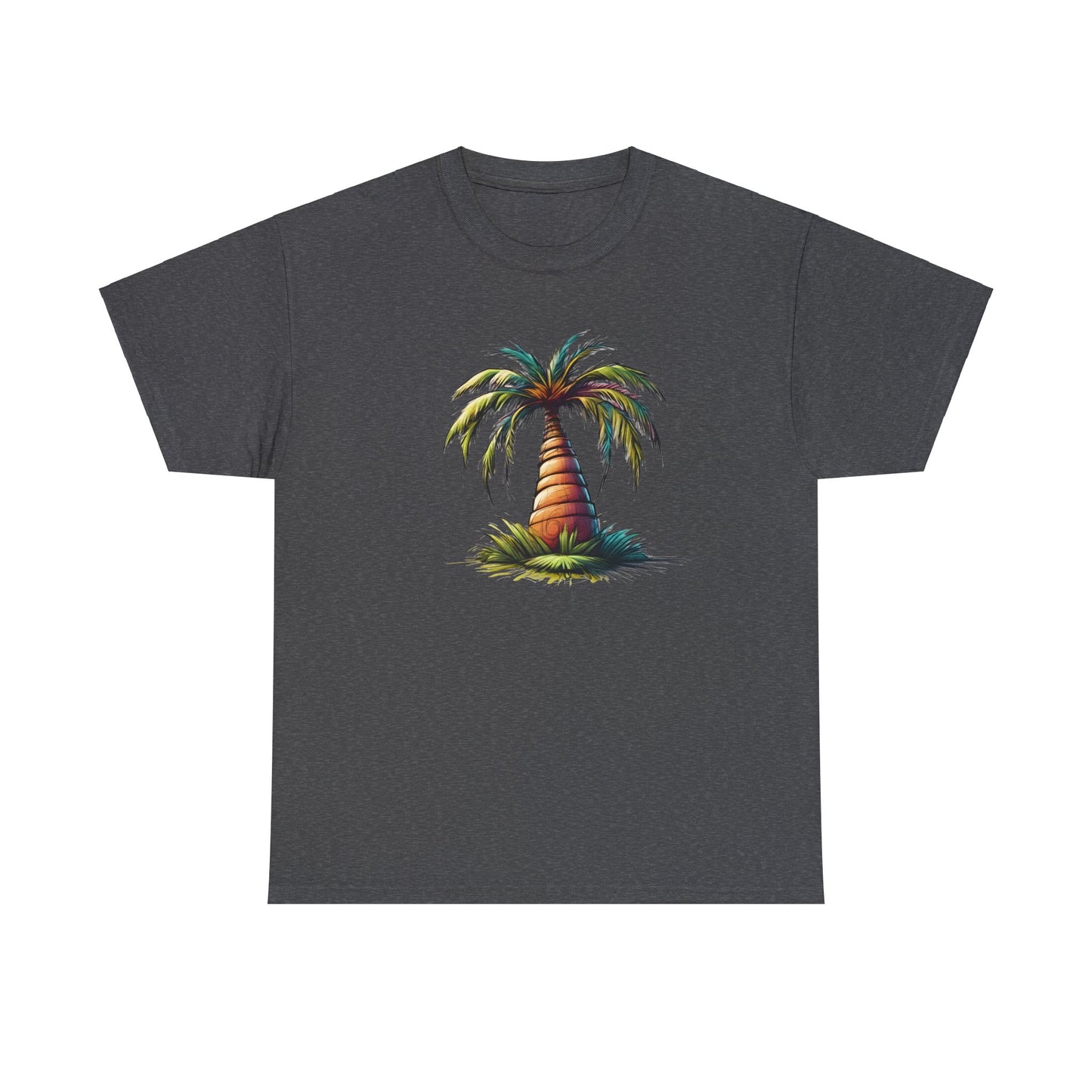 Palm Paradise Dark Heather Unisex Heavy Cotton T-Shirt - Articalist.com