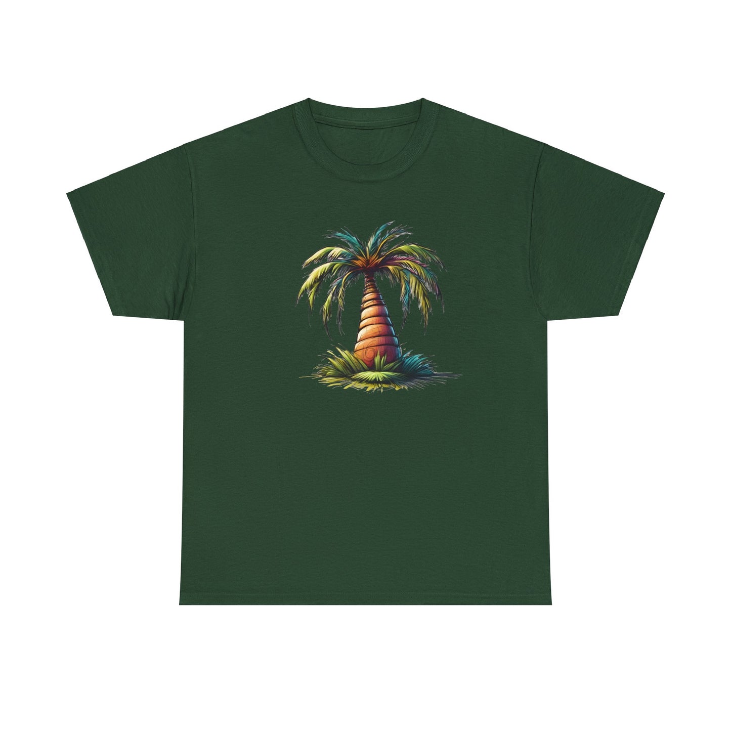Palm Paradise Forest Green Unisex Heavy Cotton T-Shirt - Articalist.com