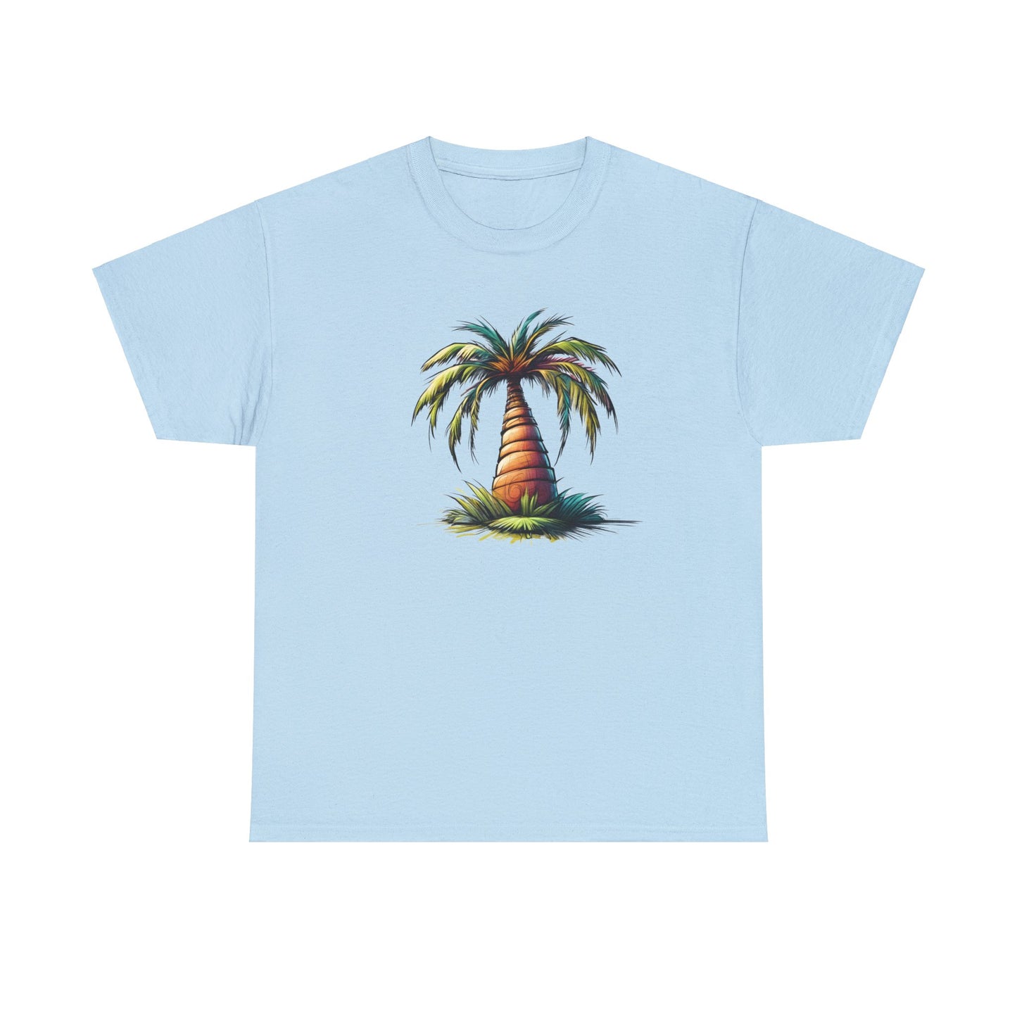 Palm Paradise Light Blue Unisex Heavy Cotton T-Shirt - Articalist.com