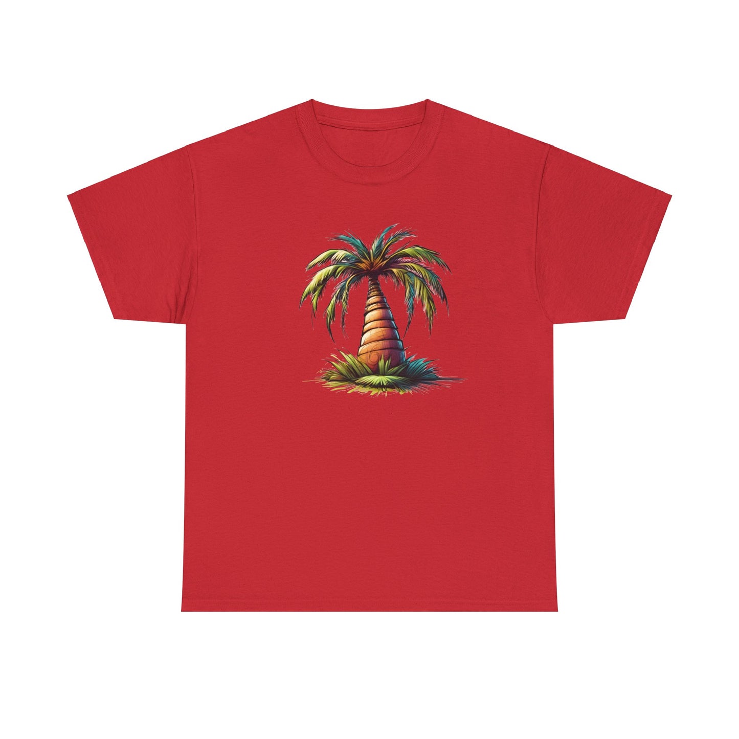 Palm Paradise Red Unisex Heavy Cotton T-Shirt - Articalist.com