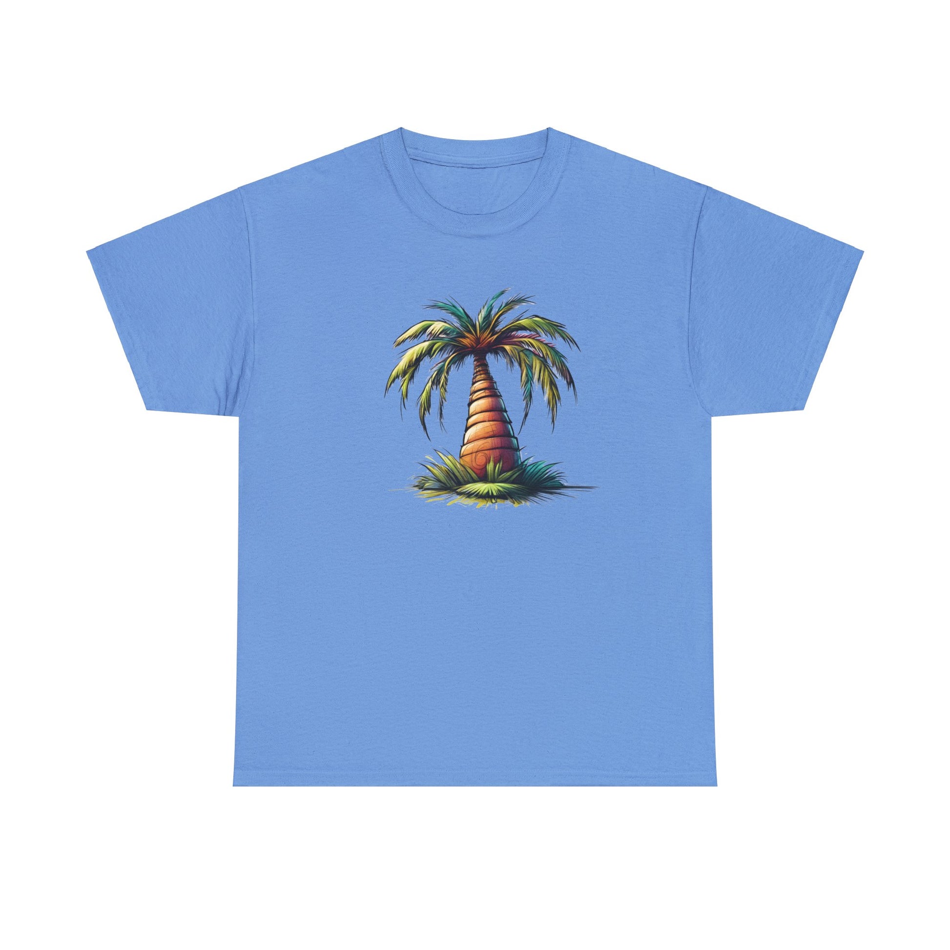 Palm Paradise Carolina Blue Unisex Heavy Cotton T-Shirt - Articalist.com