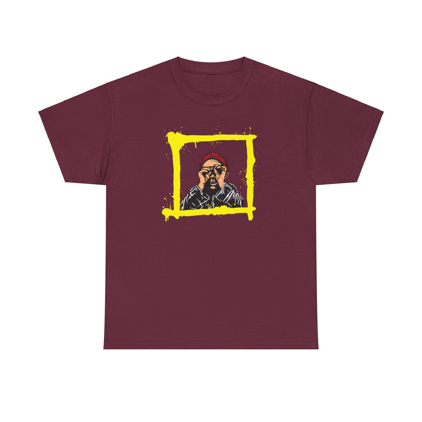 Peep Through Maroon Unisex Heavy Cotton T-Shirt - Articalist.com