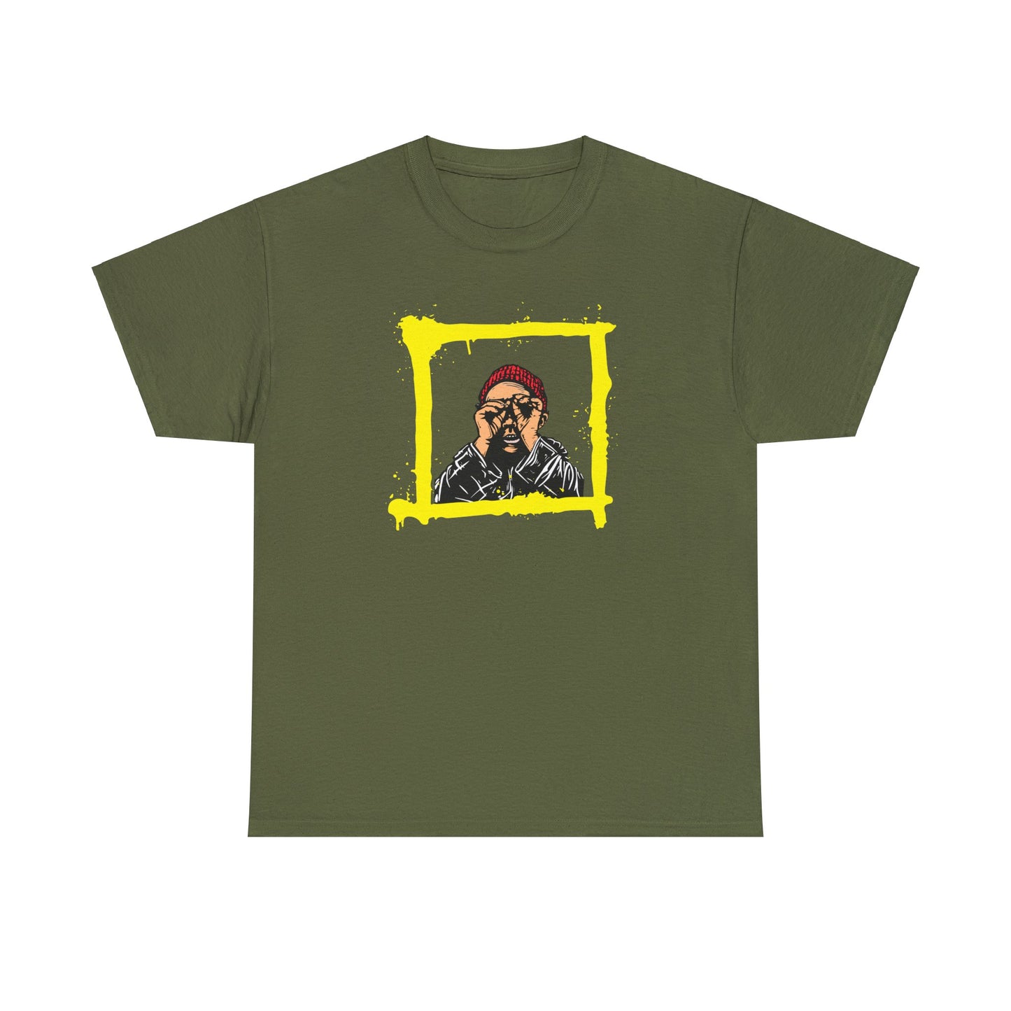Peep Through Military Green Unisex Heavy Cotton T-Shirt - Articalist.com