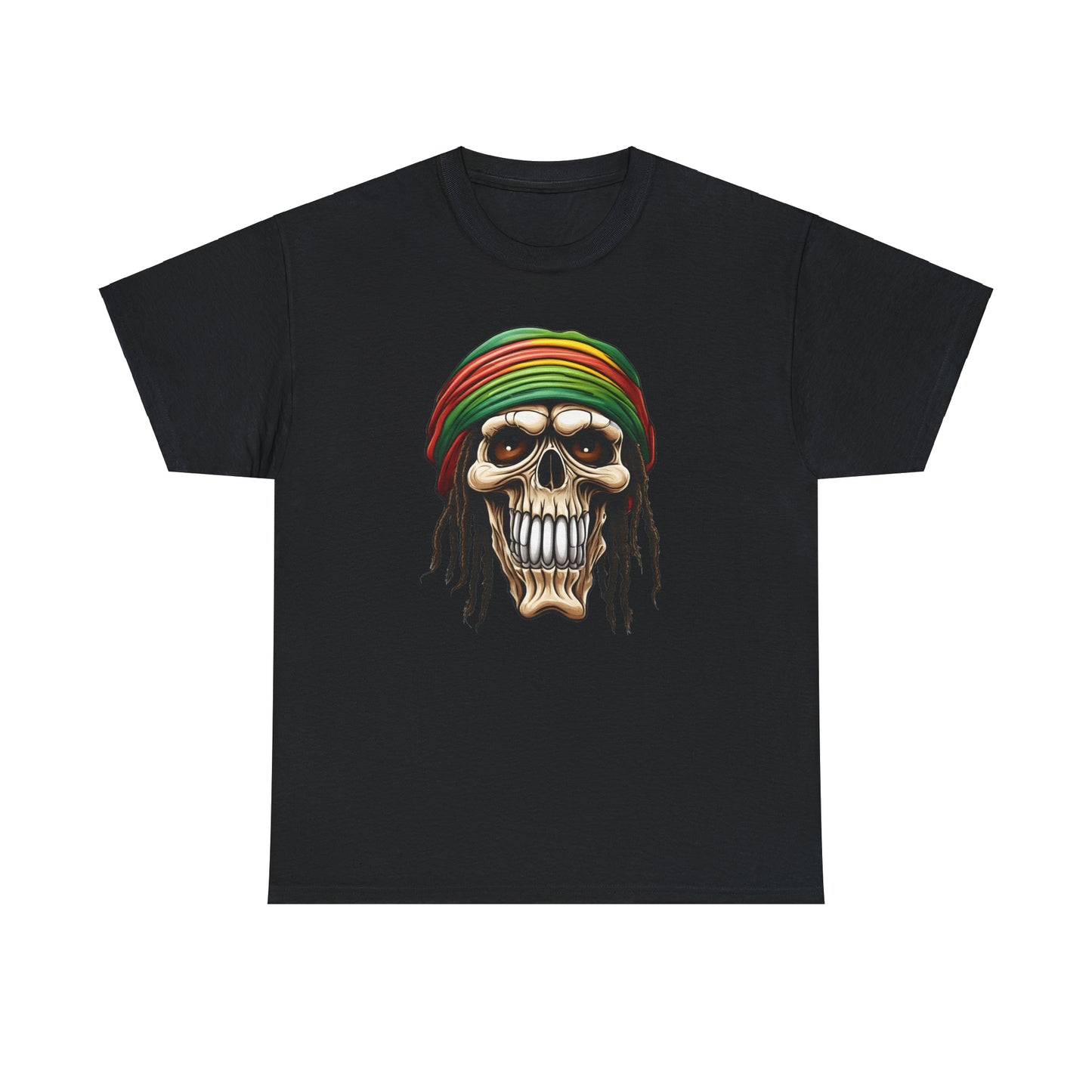 Rasta Skull Black Unisex Heavy Cotton T-Shirt - Articalist.com