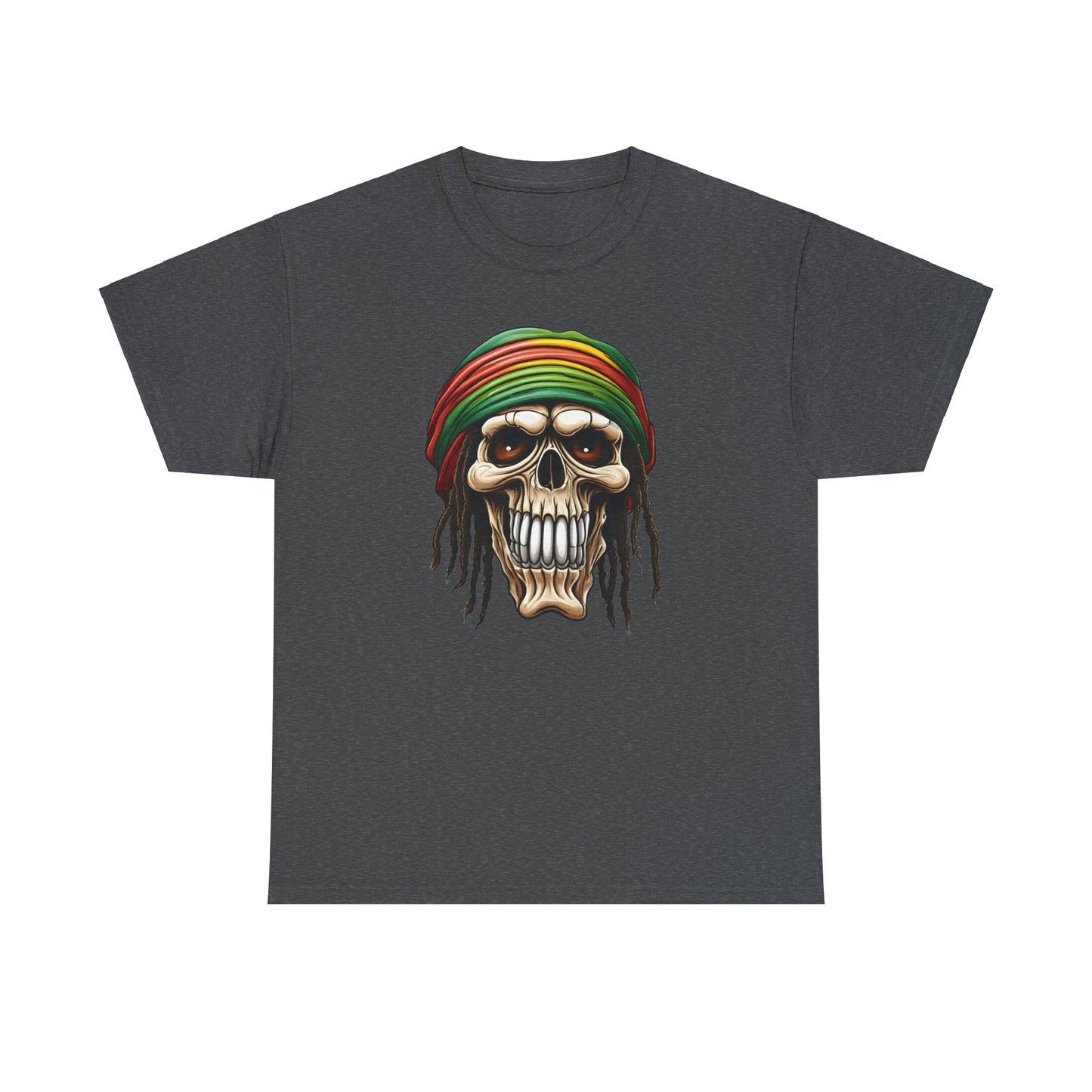 Rasta Skull Dark Heather Unisex Heavy Cotton T-Shirt - Articalist.com