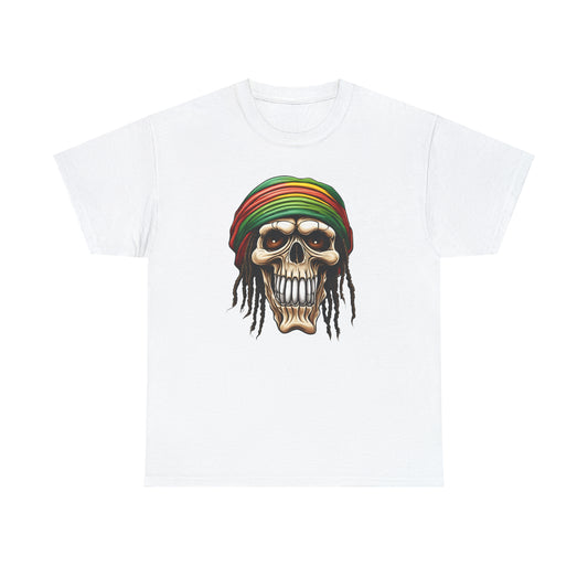 Rasta Skull White Unisex Heavy Cotton T-Shirt - Articalist.com