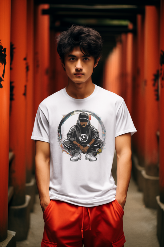 Young asian man wearing a Urban Beats White Unisex Heavy Cotton T-Shirt - Articalist.com